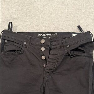 Emporio Armani Slim Black Skinny Jeans with Button Fly